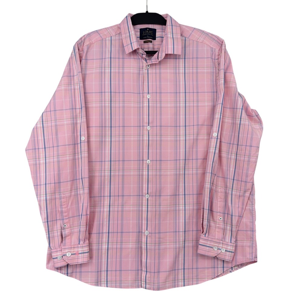 Louis‎ Philippe Mens Pink Plaid Button Down Shirt Classic Cotton LYSFLCLPP46908